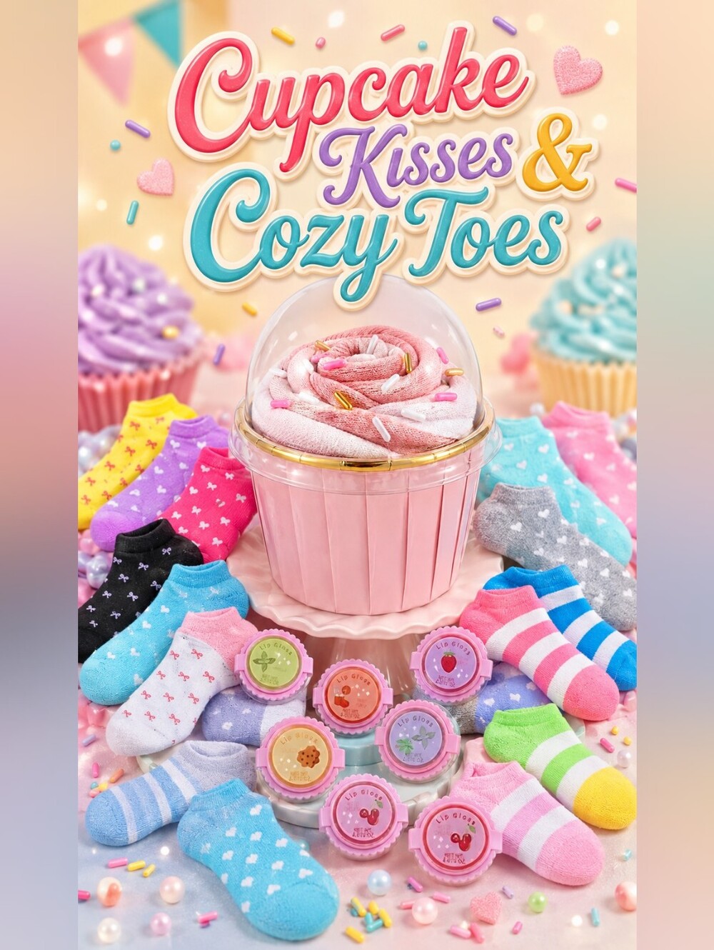 Cupcake Kisses & Cozy Toes 🧁💋🧦